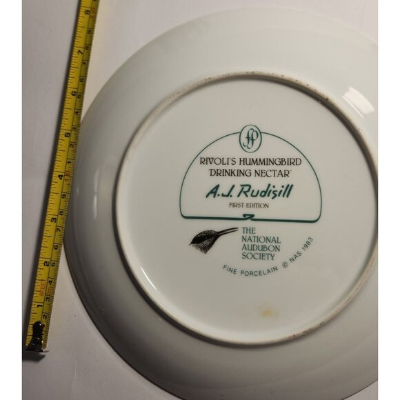 Vintage Rivolis Hummingbird Plate By A.J. Rudisill First Edition Fine Porcelain - Picture 3 of 3
